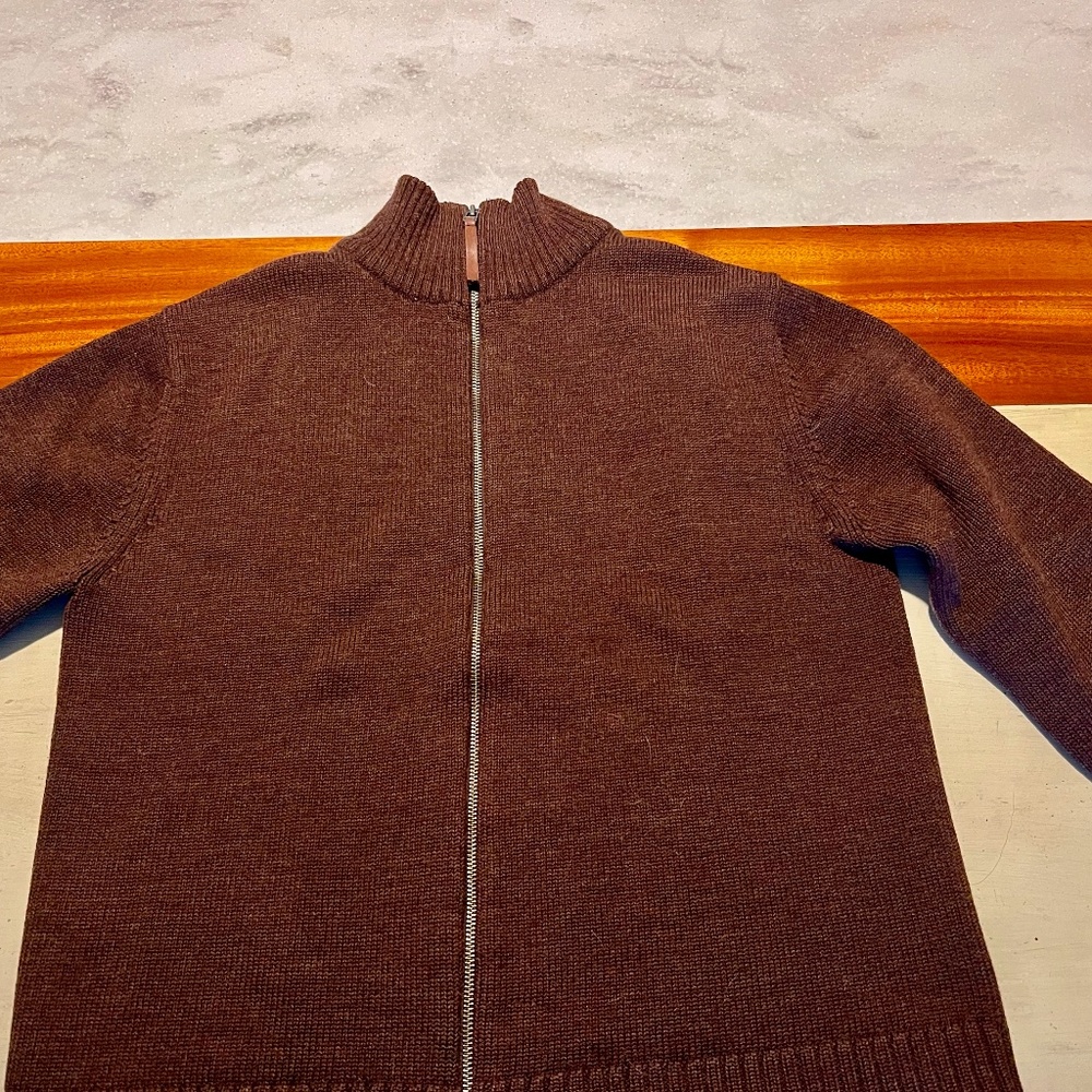 Merino Wool zip up mockneck sweater